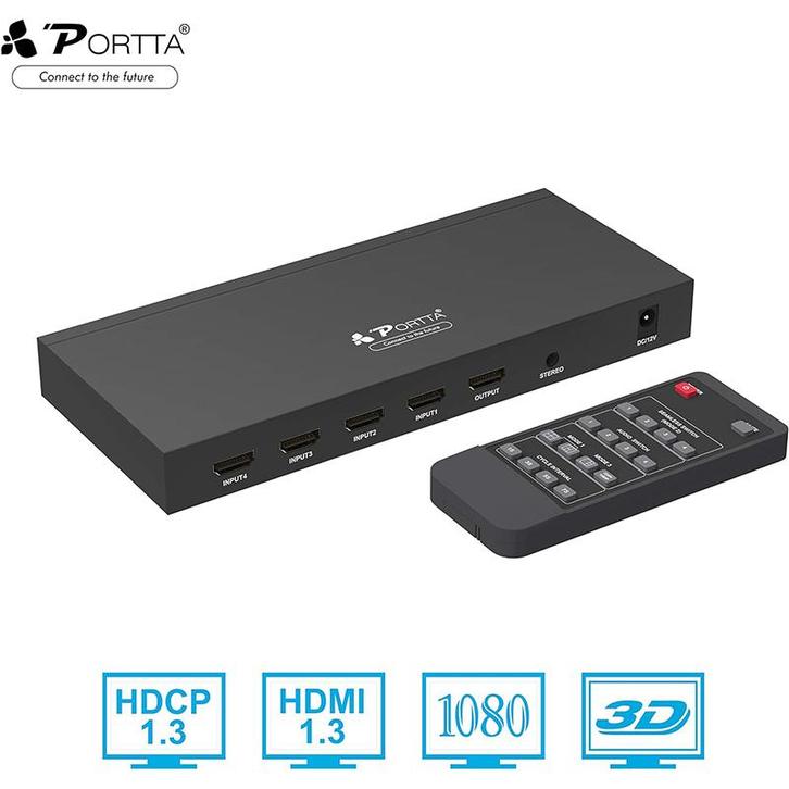 Portta - HDMI Switch - 4x1 Quad Multi-Viewer - 720p/1080p -, Doe-het-zelf en Bouw, Elektriciteit en Kabels, Verzenden