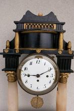 Pendule de cheminée - Albâtre, Bois, Laiton - 1800-1850 -, Antiquités & Art, Antiquités | Horloges