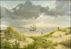 Hollandse School (XX) - Zeilschip aan de Hollandse Kust, Antiek en Kunst, Kunst | Schilderijen | Klassiek
