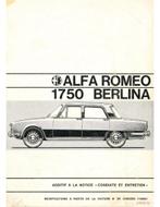 1970 ALFA ROMEO 1750 BERLINA INSTRUCTIEBOEKJE (BIJLAGE) FR.., Ophalen of Verzenden
