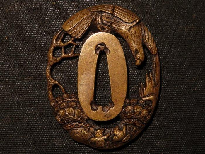 Moukin Sukashi Tsuba : C5-397 - Messing - Japan - Edo, Antiek en Kunst, Antiek | Overige Antiek