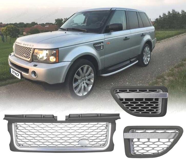 CALANDRE + GRILLES LATÉRALES RANGE ROVER SPORT 05-09 SILVER, Auto-onderdelen, Carrosserie, Verzenden
