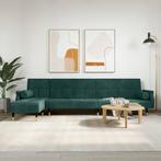 vidaXL Slaapbank L-vormig 271x140x70 cm fluweel donkergroen, Huis en Inrichting, Verzenden, Nieuw