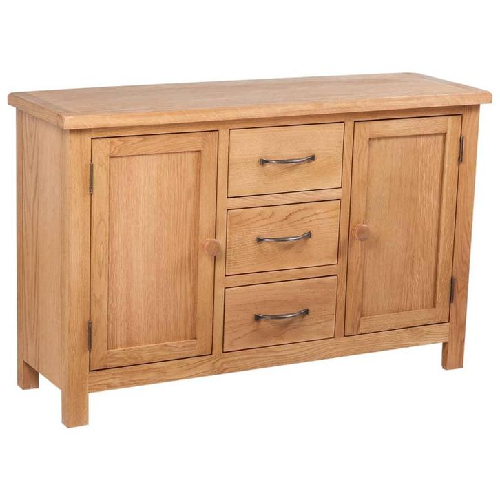 vidaXL Dressoir met 3 lades 110x33,5x70 cm massief eikenhout, Huis en Inrichting, Kasten | Dressoirs, Nieuw, Verzenden