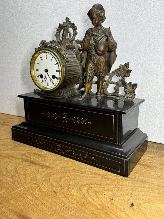 Klok - Legering, Marmer - 1850-1900, Antiek en Kunst, Antiek | Klokken