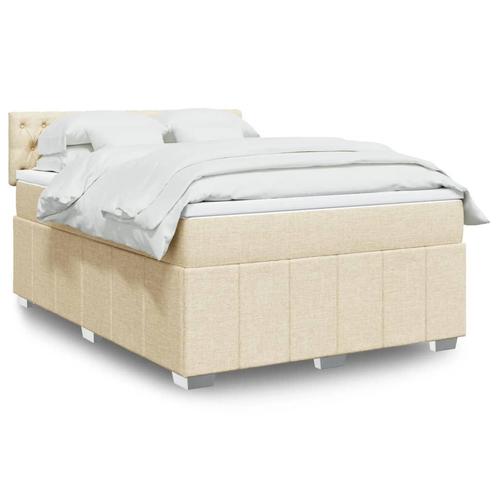 vidaXL Boxspring met matras stof crèmekleurig 160x200 cm, Huis en Inrichting, Slaapkamer | Bedden, Nieuw, Verzenden