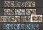 België 1850/1861 - Medaillons in paar en strip van 3 -, Postzegels en Munten, Gestempeld