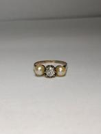 Ring - 9 kt. Geel goud - Parel - Diamante, Nieuw