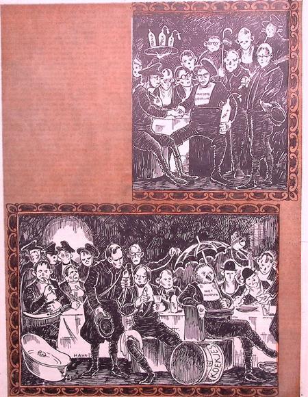 Parodie van de Schuttersmaaltijd op spotprent (Lithos), Antiquités & Art, Art | Lithographies & Sérigraphies, Envoi