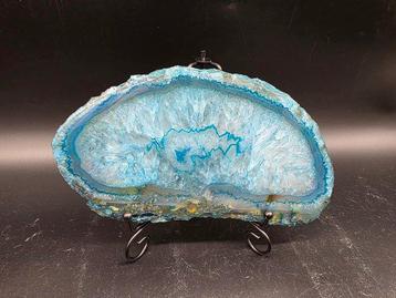 Dalle en agate de cristal + support - Hauteur : 11.5 cm -