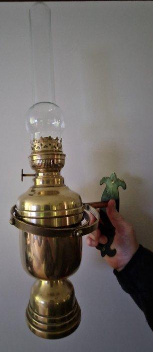 matador - Olielamp - Glas, Messing - Cardanische olielamp, Antiek en Kunst, Curiosa en Brocante