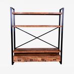 Boekenkast Mangohout Britt 180 cm, Huis en Inrichting, Kasten | Boekenkasten, 150 tot 200 cm, Nieuw, Industriële meubels, 25 tot 50 cm