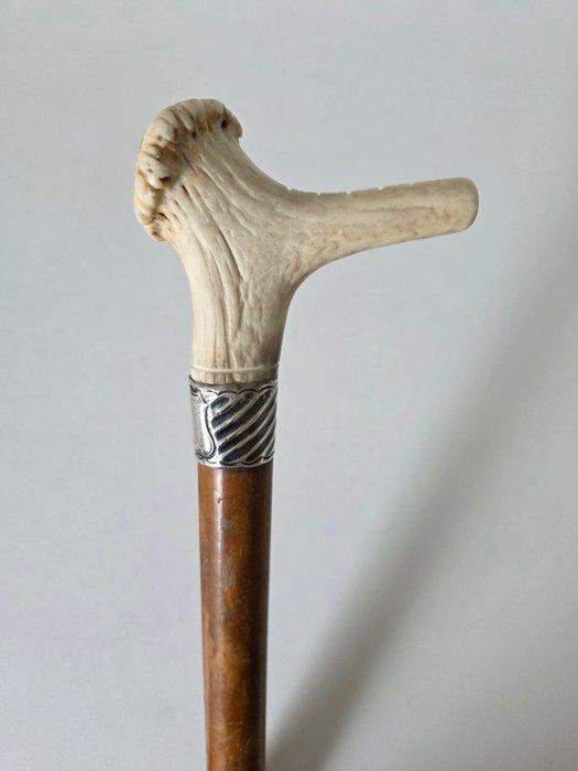 Unieke Wandelstok - .800 zilver - Hertengewei, Antiek en Kunst, Antiek | Overige Antiek