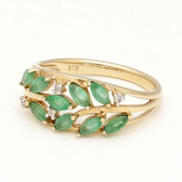 Sans Prix de Réserve - Bague - 9 carats Or jaune Émeraude -