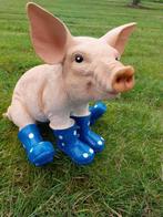 Beeld, young pig with boots - 29 cm - polyresin, Antiek en Kunst, Curiosa en Brocante