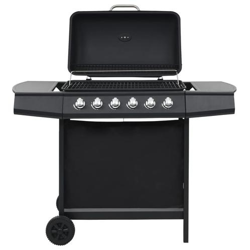 vidaXL Gasbarbecue met 6 kookzones staal zwart, Jardin & Terrasse, Barbecues au charbon de bois, Envoi