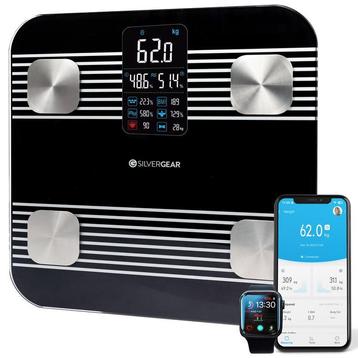 Pèse-personne connecté Silvergear - noir - 29,9 x 29,9 x 2,4, Verzenden, Neuf
