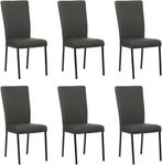 Set van 6 Donkergrijze leren moderne eetkamerstoelen - poot, Huis en Inrichting, Stoelen, Nieuw, Vijf, Zes of meer stoelen, Modern