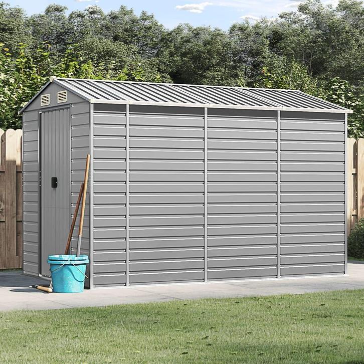 vidaXL Tuinhuis Lichtgrijs 191x300x198 cm Gegalvaniseerd, Tuin en Terras, Tuinhuizen, Nieuw, Verzenden