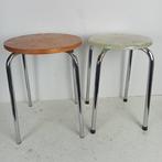 Brabantia - Kruk - verchroomd staal, zitting hout en, Antiek en Kunst