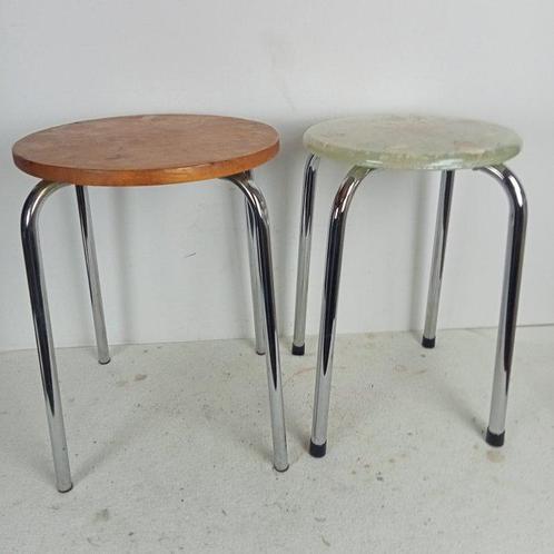 Brabantia - Kruk - verchroomd staal, zitting hout en, Antiek en Kunst, Kunst | Designobjecten