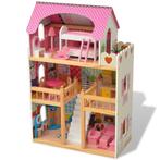 vidaXL Poppenhuis 3 verdiepingen 60x30x90 cm hout, Kinderen en Baby's, Speelgoed | Poppen, Nieuw, Verzenden