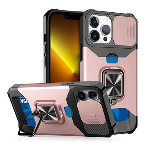 iPhone SE (2022) - Card Slot Hoesje met Kickstand en Camera, Télécoms, Téléphonie mobile | Housses, Coques & Façades | Apple iPhone