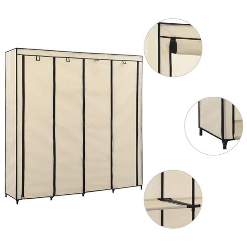 vidaXL Kledingkast met 4 vakken 175x45x170 cm crème, Huis en Inrichting, Kasten | Kleerkasten, Nieuw, Verzenden