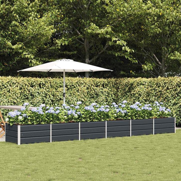 vidaXL Plantenbak Antraciet 480 x 80 x 45 cm Staal, Tuin en Terras, Bloempotten, Nieuw, Verzenden