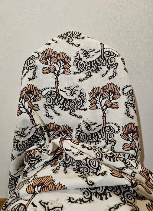 Draghi e Cipressi dOro Stof Oosters katoen gestreept -, Antiek en Kunst, Antiek | Tapijten, Tafelkleden en Textiel