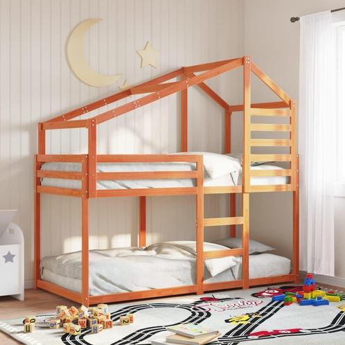 vidaXL Stapelbed met dak massief grenenhout wasbruin 80x200, Huis en Inrichting, Slaapkamer | Bedden, Nieuw, Verzenden