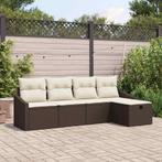 vidaXL Bankstel met kussen 5 pcs poly rattan, Tuin en Terras, Verzenden, Nieuw