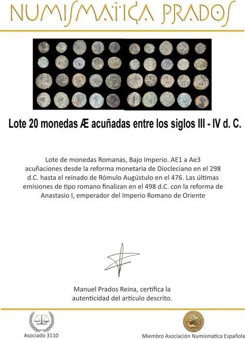 Romeinse Rijk Lote 20 monedas Æ acuñadas entre los siglos, Postzegels en Munten, Munten | Europa | Niet-Euromunten