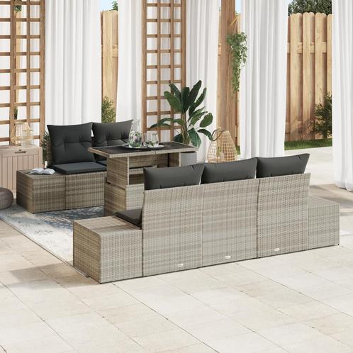 vidaXL 6-delige tuinset met kussens in lichtgrijs poly, Tuin en Terras, Tuinsets en Loungesets, Nieuw, Verzenden