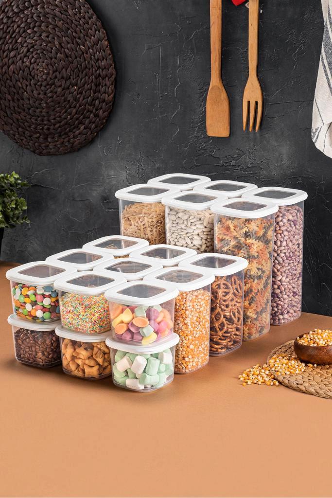 Set van 18 bewaarbakjes Kara | Heritage, Huis en Inrichting, Keuken | Tupperware, Wit, Nieuw, Verzenden