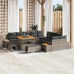 vidaXL 13-delige tuinset met kussens in grijs poly rattan en, Verzenden, Nieuw, Tuinset