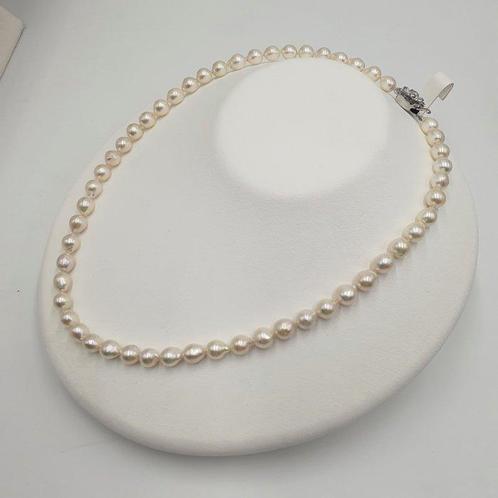 Zonder Minimumprijs - Halsketting Zilver Parel - Akoya 7mm, Handtassen en Accessoires, Kettingen