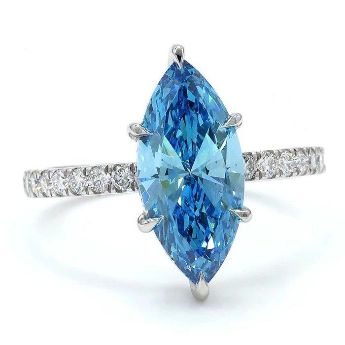 Bague Platine - 3.32ct. tw. Bleu Diamant (Diamant de, Bijoux, Sacs & Beauté, Bagues