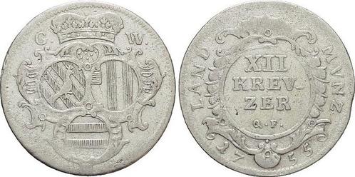 12 Kreuzer 1755 Wied-neuwied Johann Friedrich Alexander 1..., Postzegels en Munten, Munten | Europa | Niet-Euromunten, België