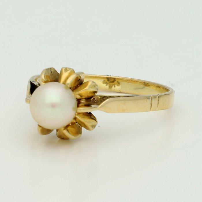 Ring - 18 karaat Geel goud - Zoetwater parel, Bijoux, Sacs & Beauté, Bagues