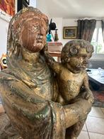 sculptuur, Vierge à lenfant - 42 cm - Hout - 1800, Antiek en Kunst