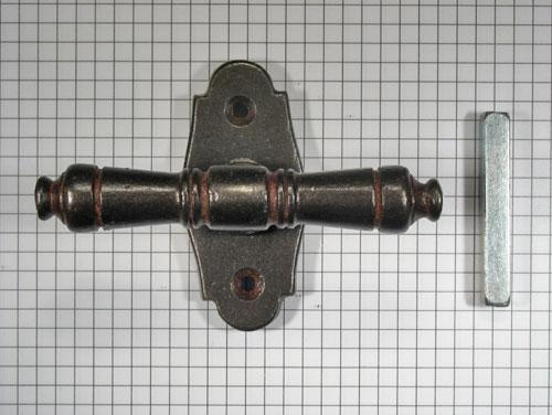 Raamkruk T ijzer geroest, Doe-het-zelf en Bouw, Hang- en Sluitwerk, Klink of Kruk, Nieuw, Overige materialen