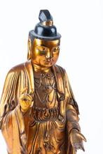 KANGXI PERIOD GILT WOOD FIGURE OF GUANYIN - Verguld hout -, Antiek en Kunst