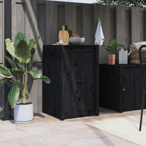 vidaXL Keukenkast voor buiten massief grenenhout zwart, Maison & Meubles, Armoires | Autre, Envoi