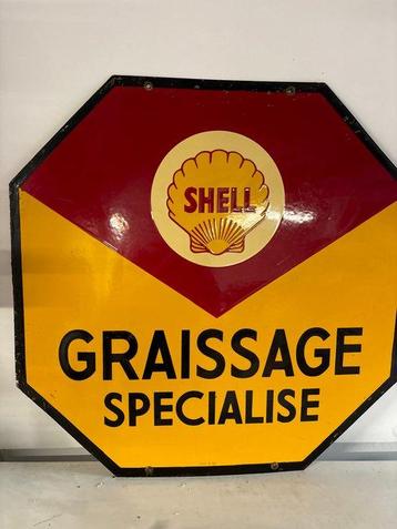 SHELL « Graissage Spécialisé » - Plaque émaillée - Métal disponible aux enchères