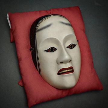 RARE - Signed Japan Wooden Noh mask “RYOU-ONNA   (with