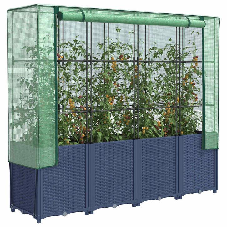 vidaXL Verhoogde plantenbak met kashoes rotanlook 160x40x153, Tuin en Terras, Bloempotten, Nieuw, Verzenden