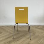 kantinestoel / stapelstoel, geel - chroom, Huis en Inrichting, Stoelen, Gebruikt, Eén
