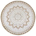 vidaXL Tapijt met print rond 240 cm gevlochten jute, Huis en Inrichting, Stoffering | Tapijten en Vloerkleden, Verzenden, Nieuw