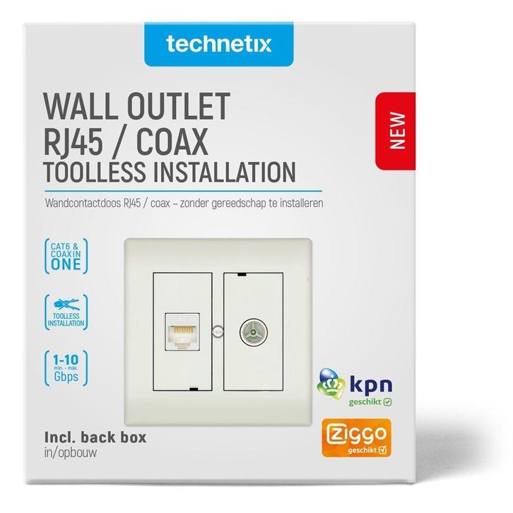Technetix CL50-combi TV + RJ45 WCD einddoos, Doe-het-zelf en Bouw, Elektriciteit en Kabels, Nieuw, Ophalen of Verzenden